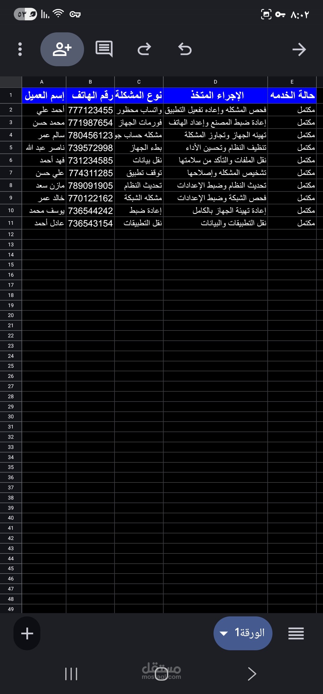 إدخال وتنظيم بيانات باستخدام Google Sheets