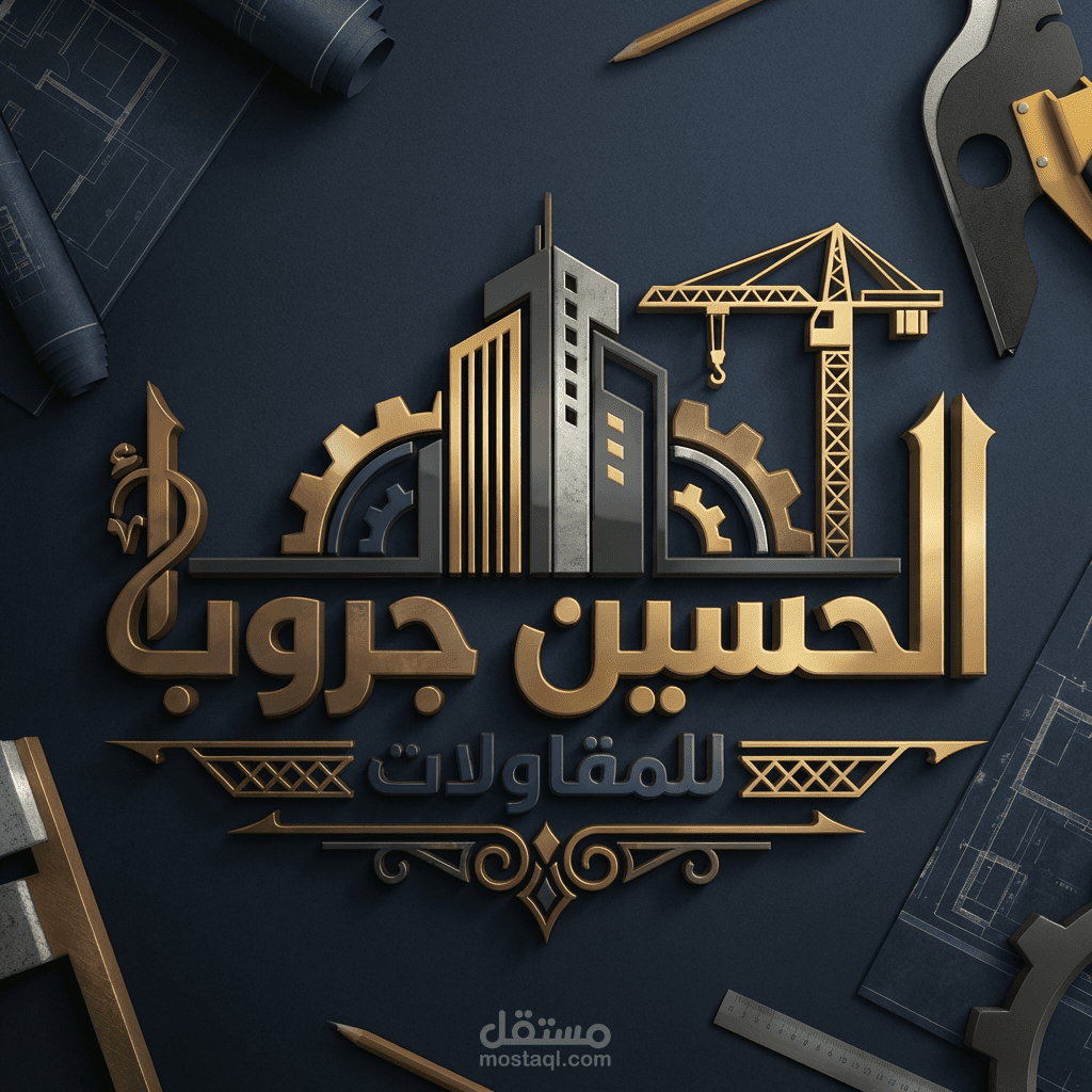 تحفة معدنية فاخرة : شعار لمجموعه شركات الحسين جروب للمقاولات