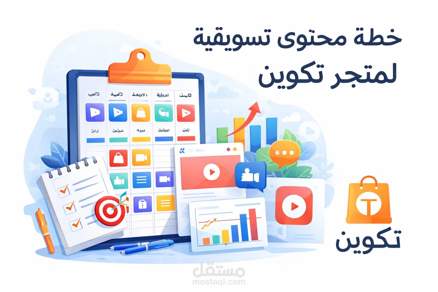 إعداد خطة محتوى تسويقي لمتجر تكوين
