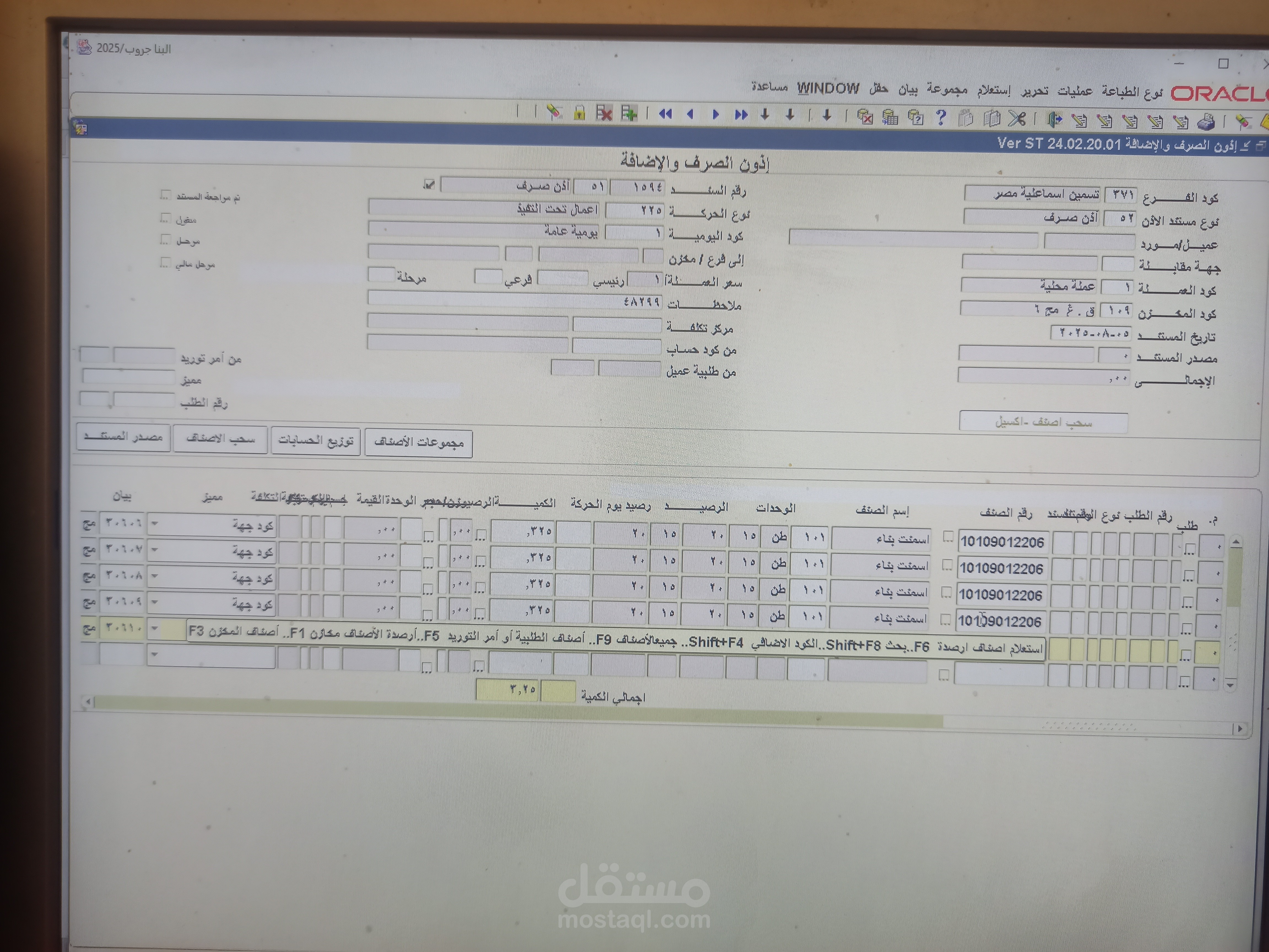 إدخال البيانات باستخدام Oracle ERP