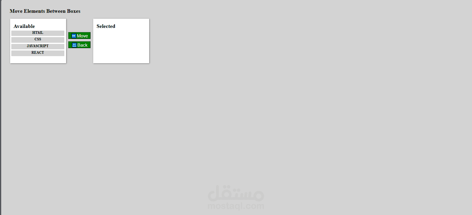 Move Elements  between Boxes