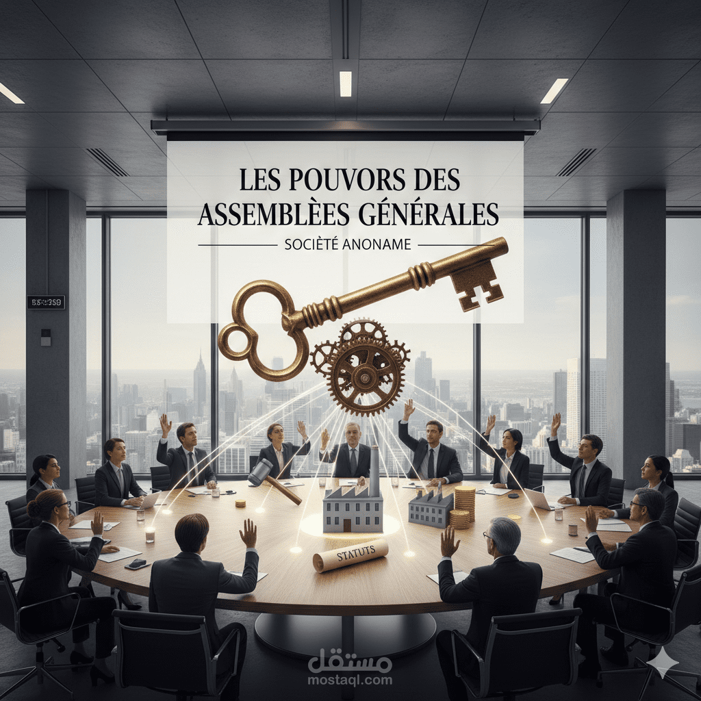 مشروع جامعي انجزته بنفسي باللغة الفرنسية بعنوان : les pouvoirs des assemblées générales dans la société anonyme tunisienne