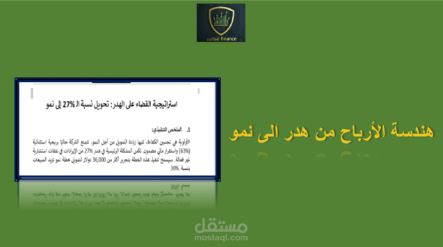تحليل مالي استراتيجي: خطة تحويل الهدر المالي الى فرض نمو (+36000$)