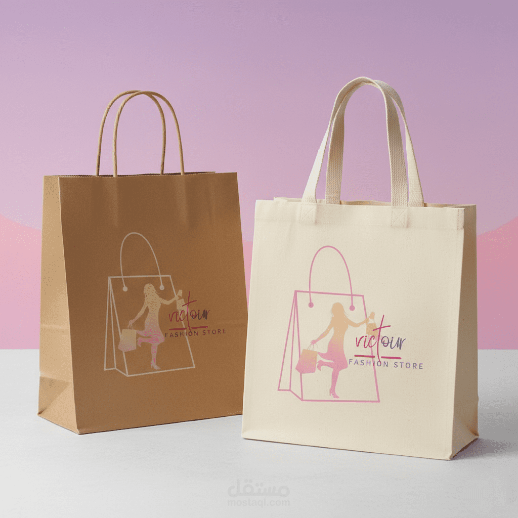 تصميم هوية بصرية متكاملة لمحلات تجارية (أكياس تغليف وتغليف منتجات)