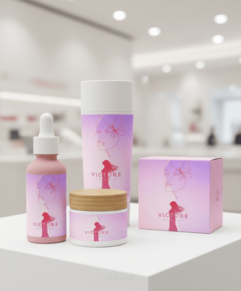 تصميم هوية بصرية متكاملة لعلامة تجارية لمستحضرات التجميل (Victore)