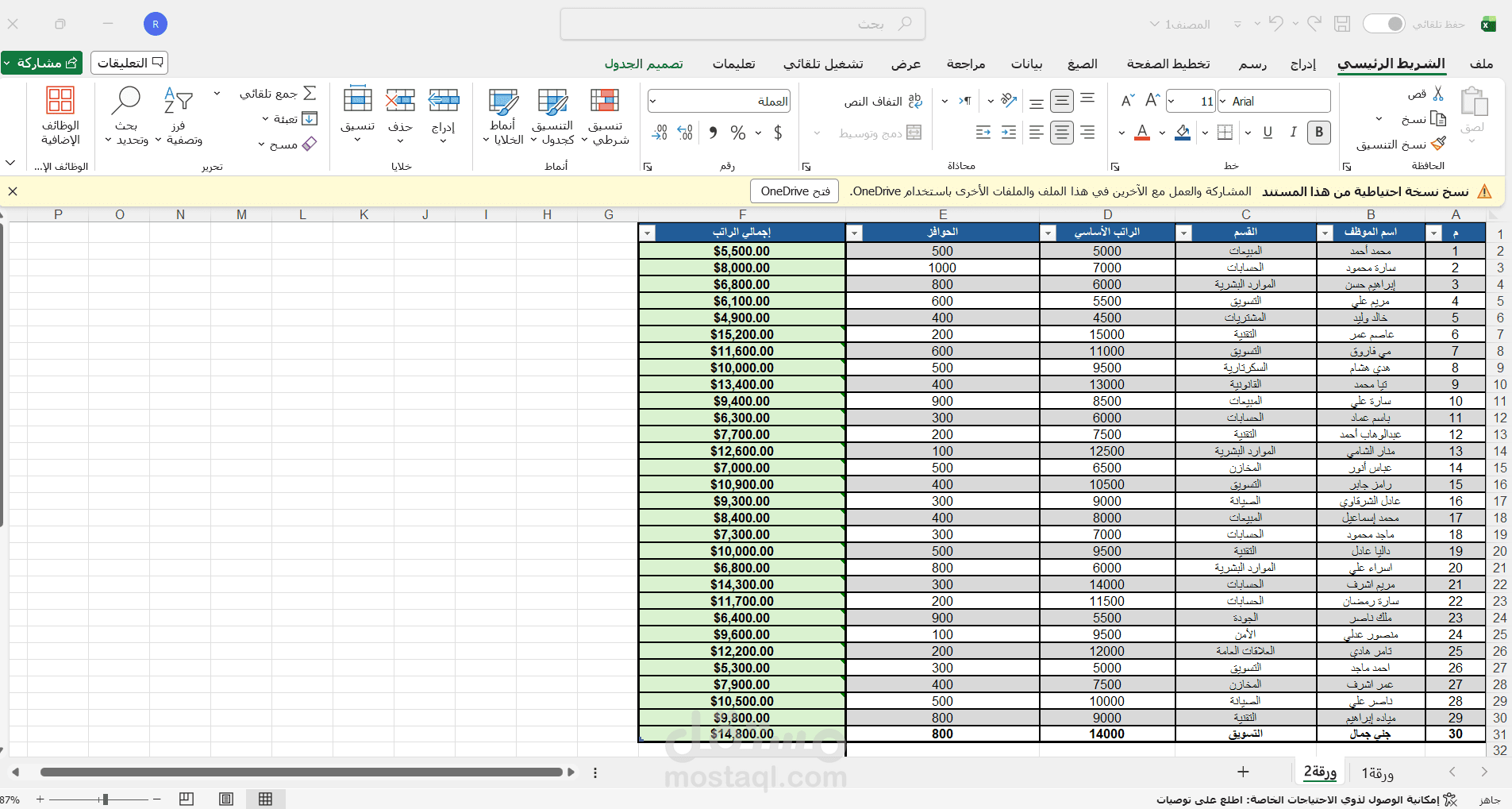 مسؤول رواتب وشؤون موظفين (Payroll & HR Specialist).