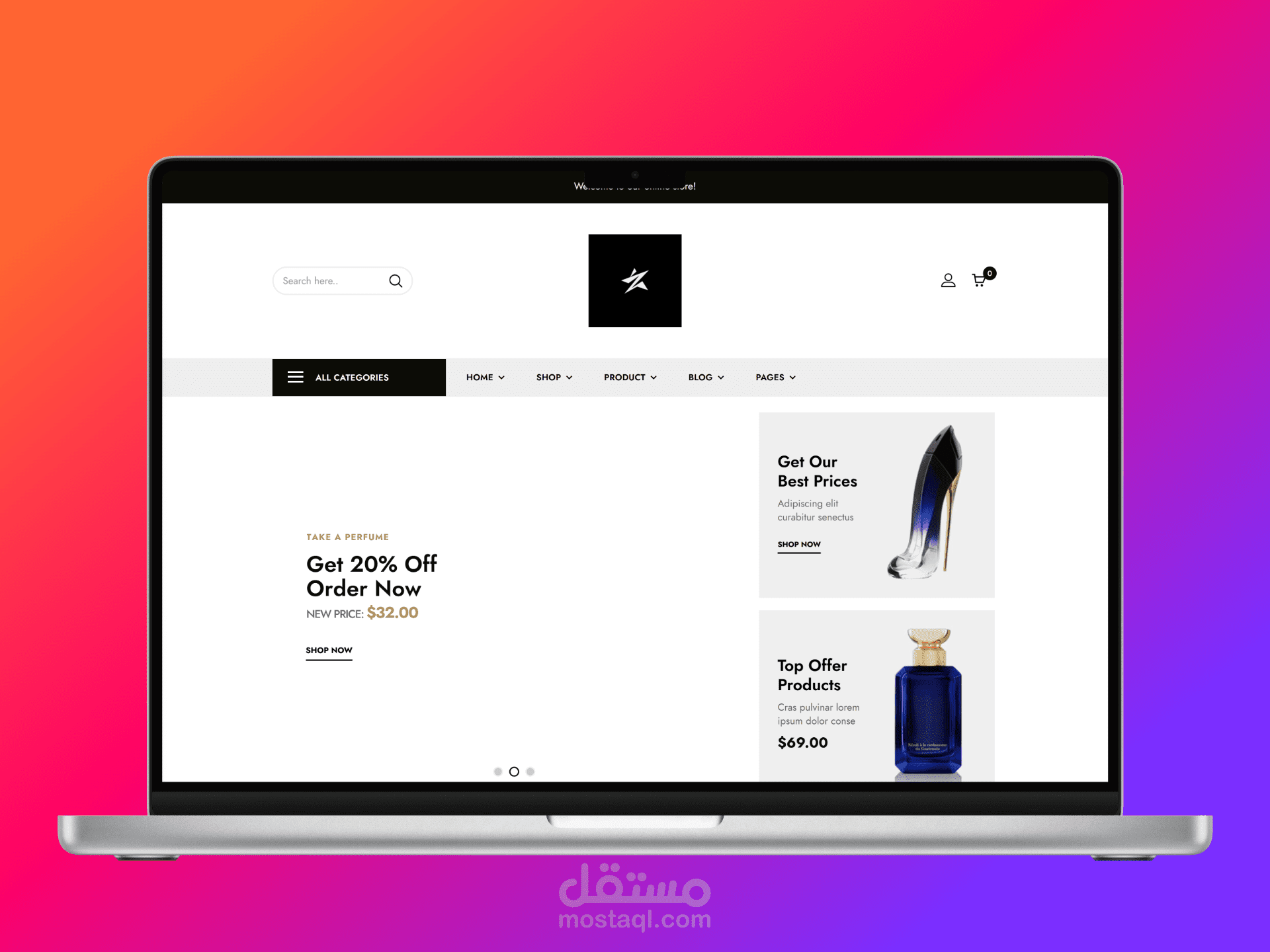 تصميم متجر إلكتروني عصري لبيع العطور (E-Commerce Store)