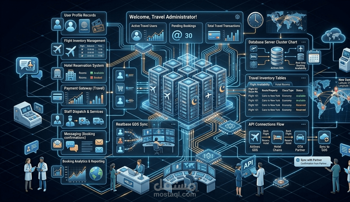 ادارة وحجز رحلات سياحية(باك اند)