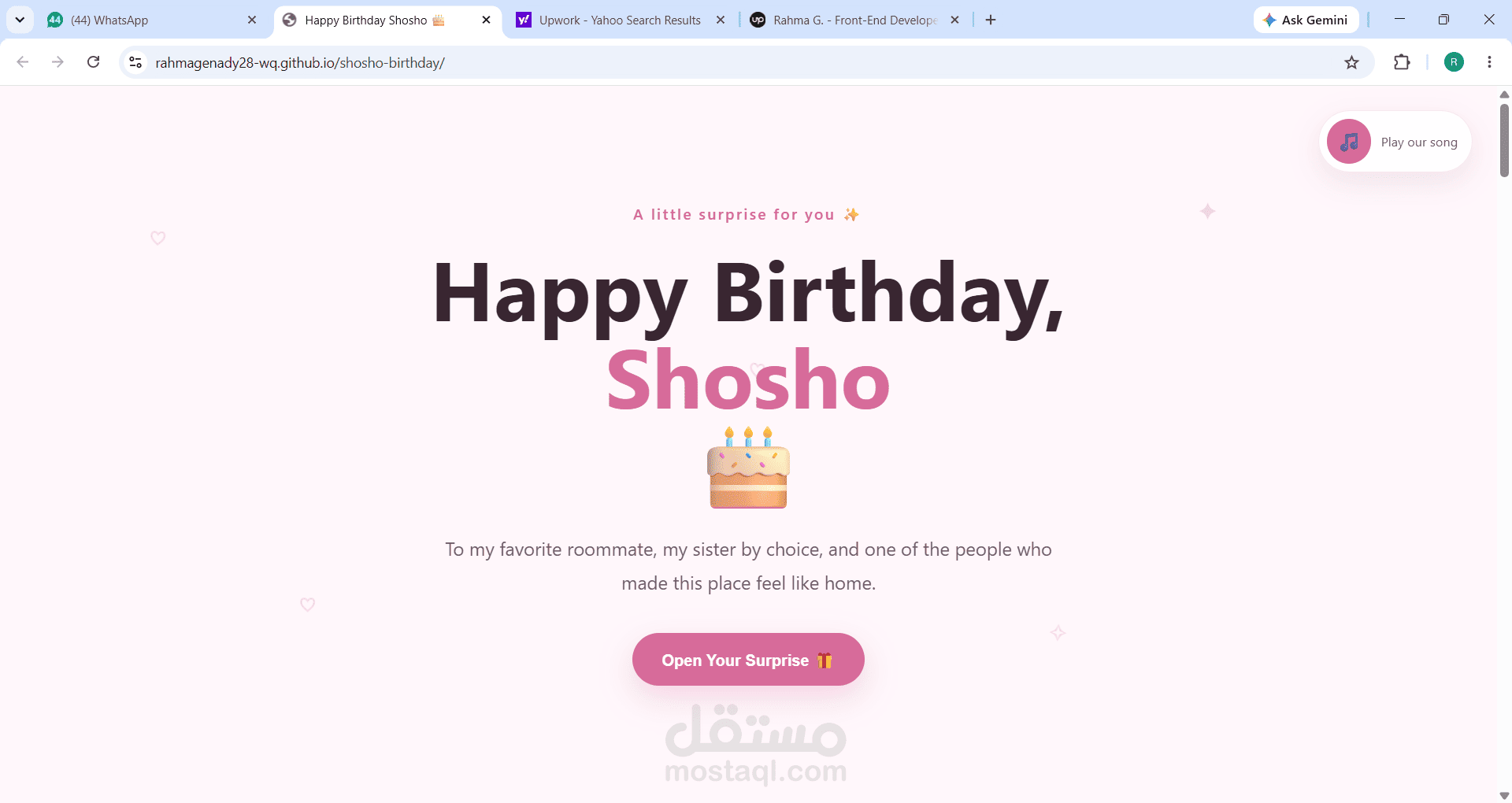 Interactive Birthday Website