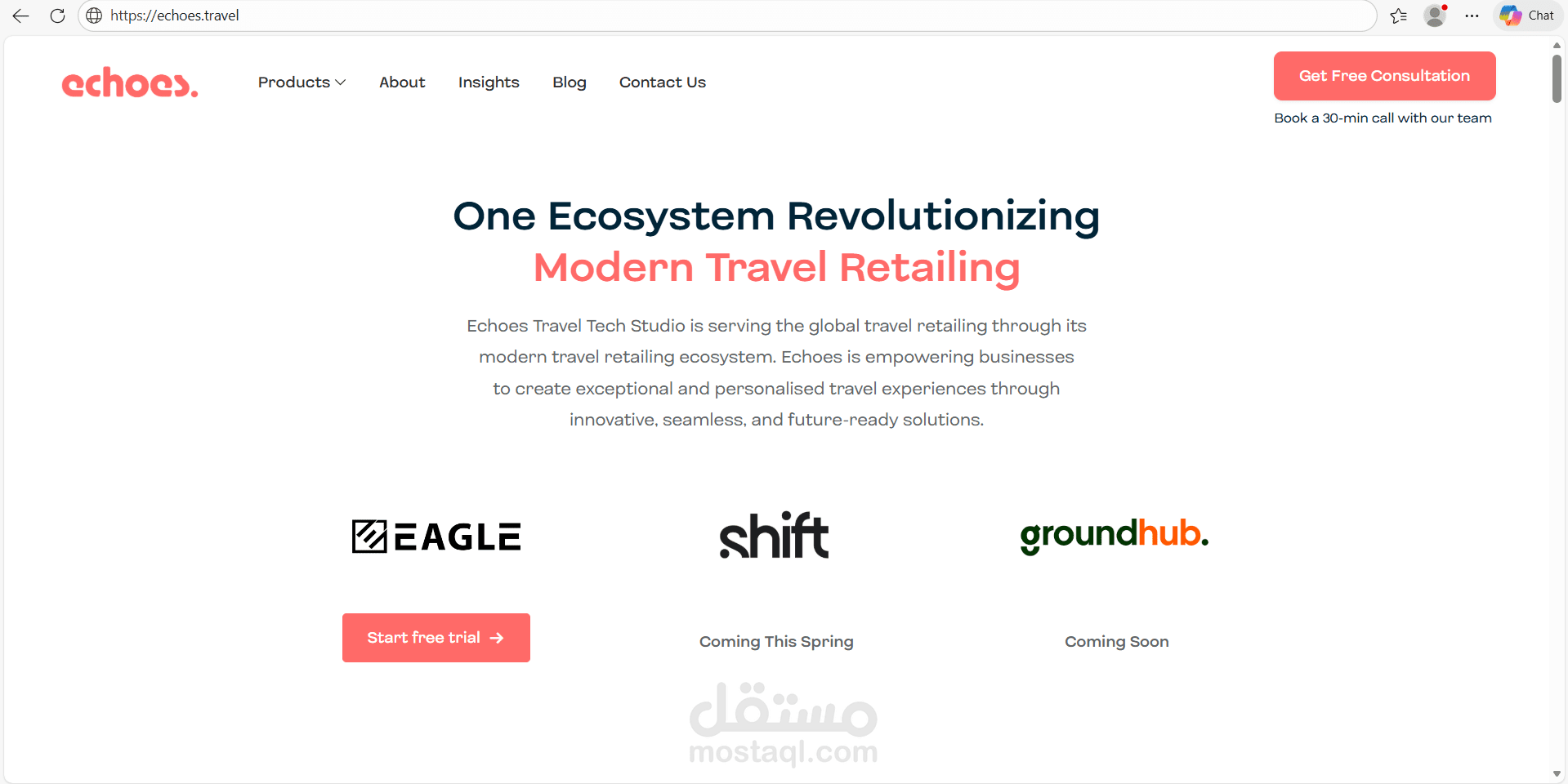 موقع شركة احترافي لتكنولوجيا السفر (Corporate Website)