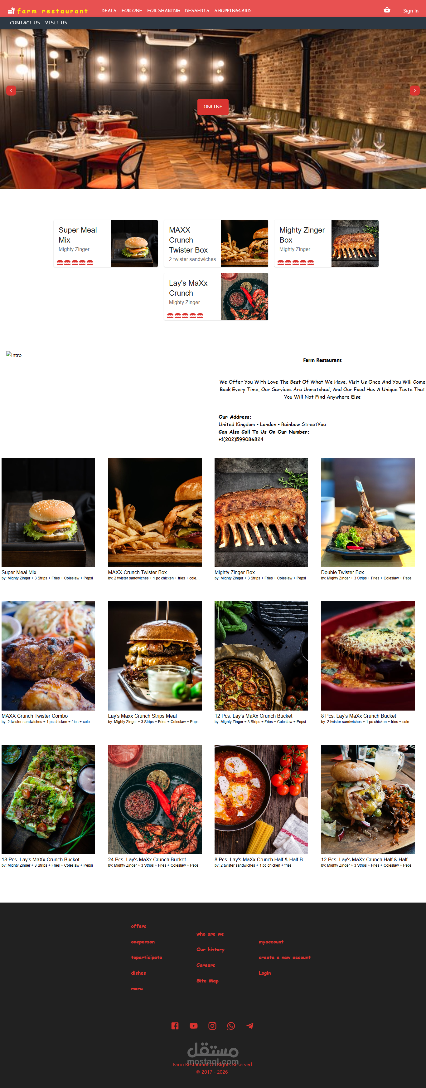 منصة توصيل مطاعم حديثة (Restaurant Delivery Web App) باستخدام React وواجهة احترافية