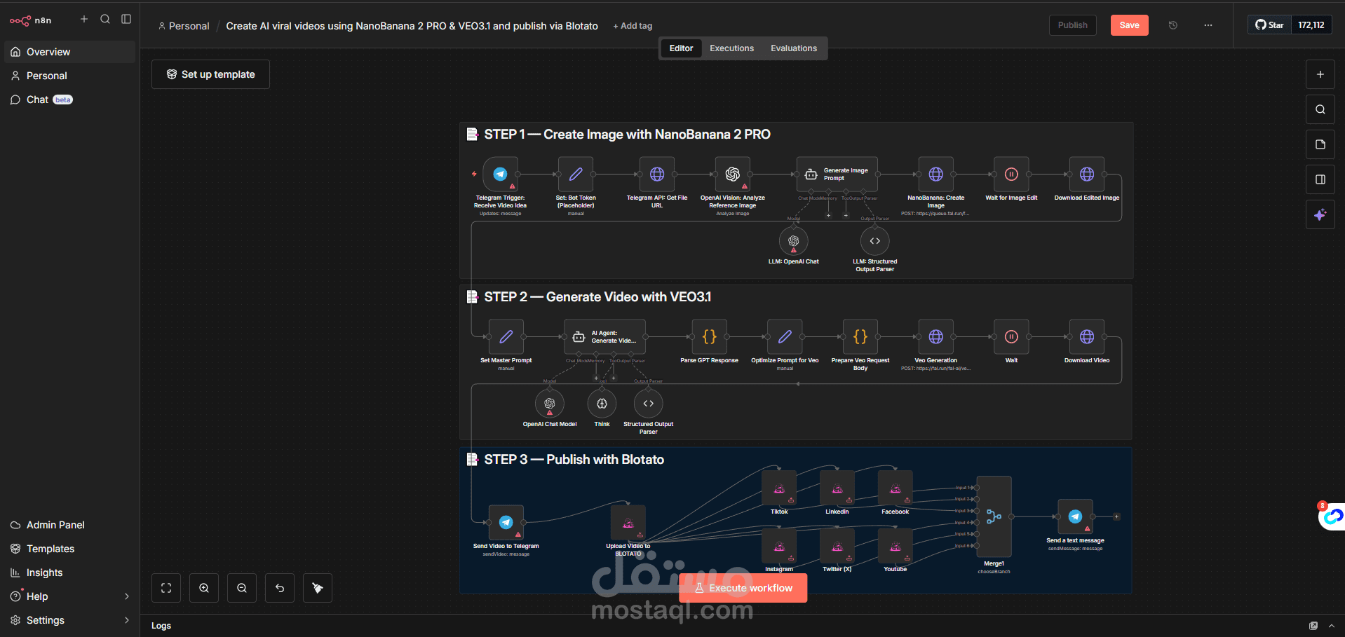 أتمتة إنشاء فيديوهات قصيرة Viral بالذكاء الاصطناعي ونشرها تلقائيًا