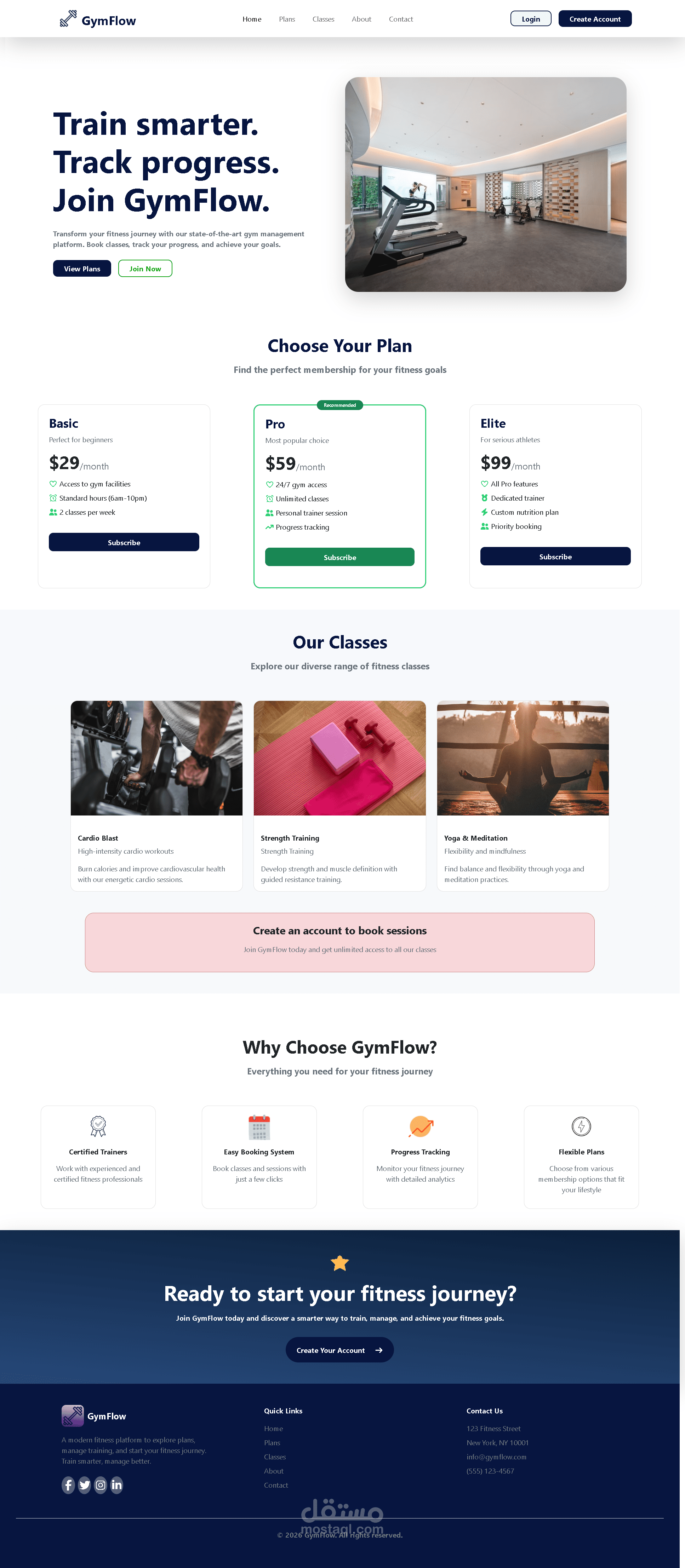 Landing Page for gym