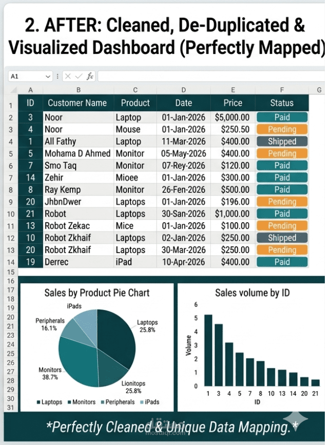 تحليل بيانات المبيعات وإنشاء لوحات تحكم (Dashboards) احترافية.