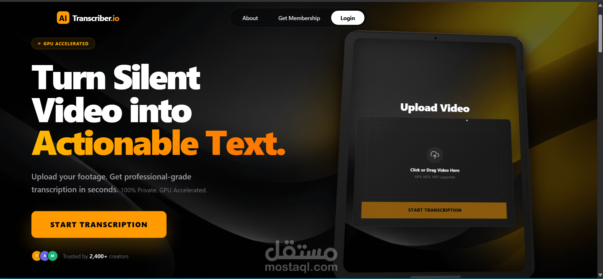 تطبيق ويب متكامل (Full-Stack SaaS) لتحويل الصوت إلى نص باستخدام الذكاء الاصطناعي