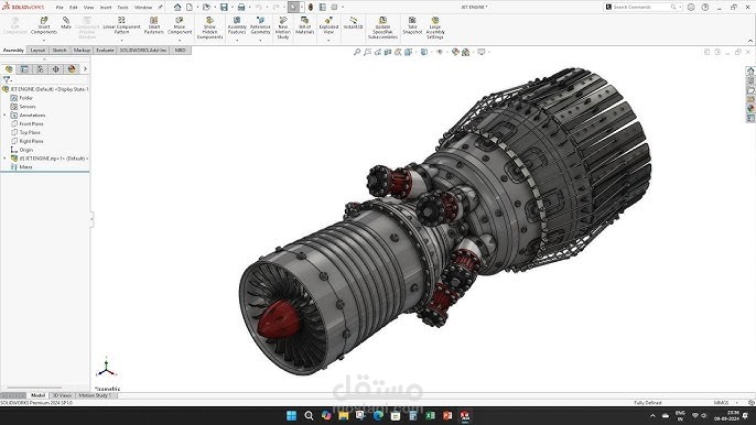 عمل modeling 3D لمحرك طائرة بستعمال SOILDWORKS