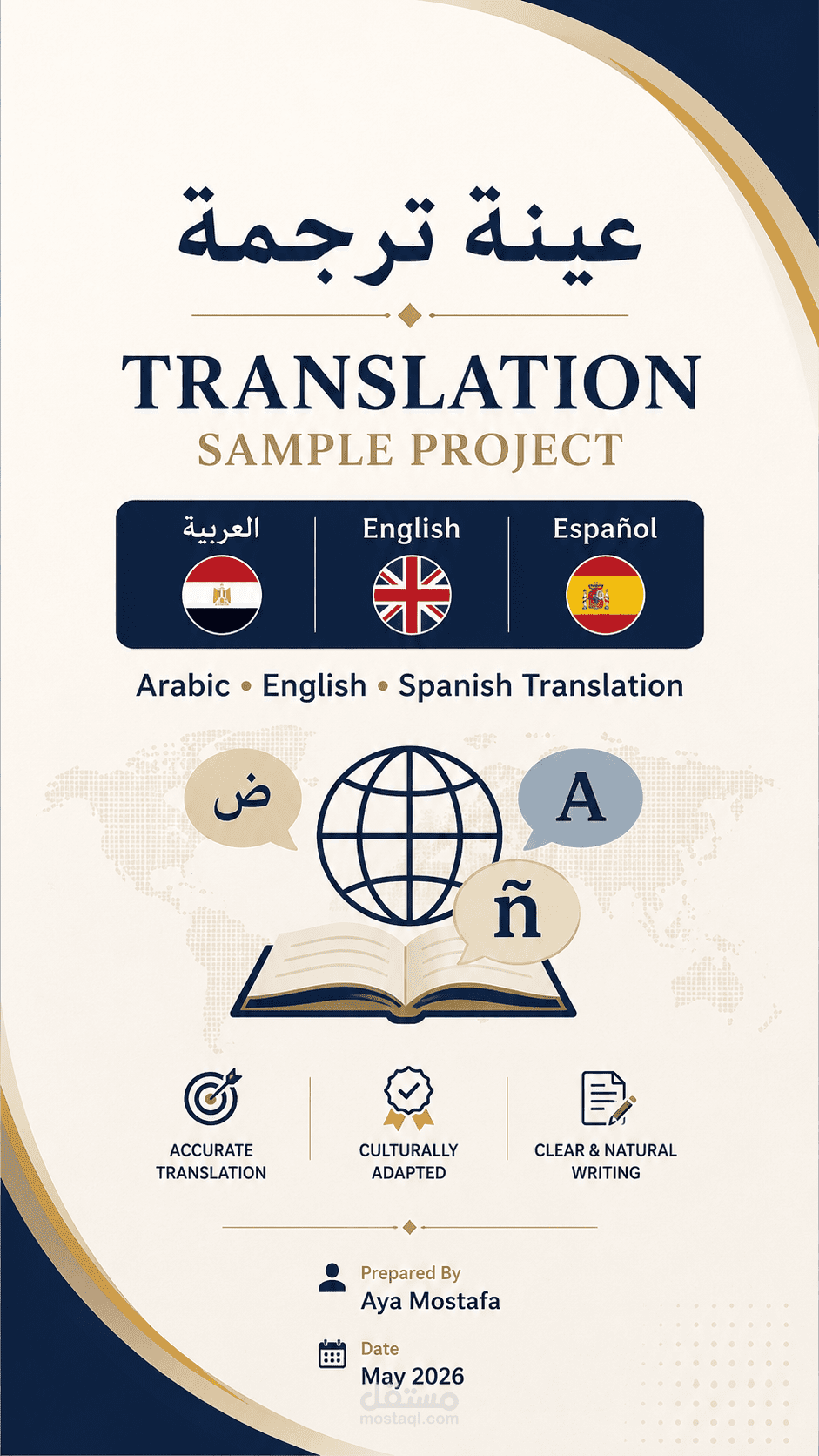 ترجمة احترافية متعددة اللغات (العربية - الإنجليزية - الإسبانية)