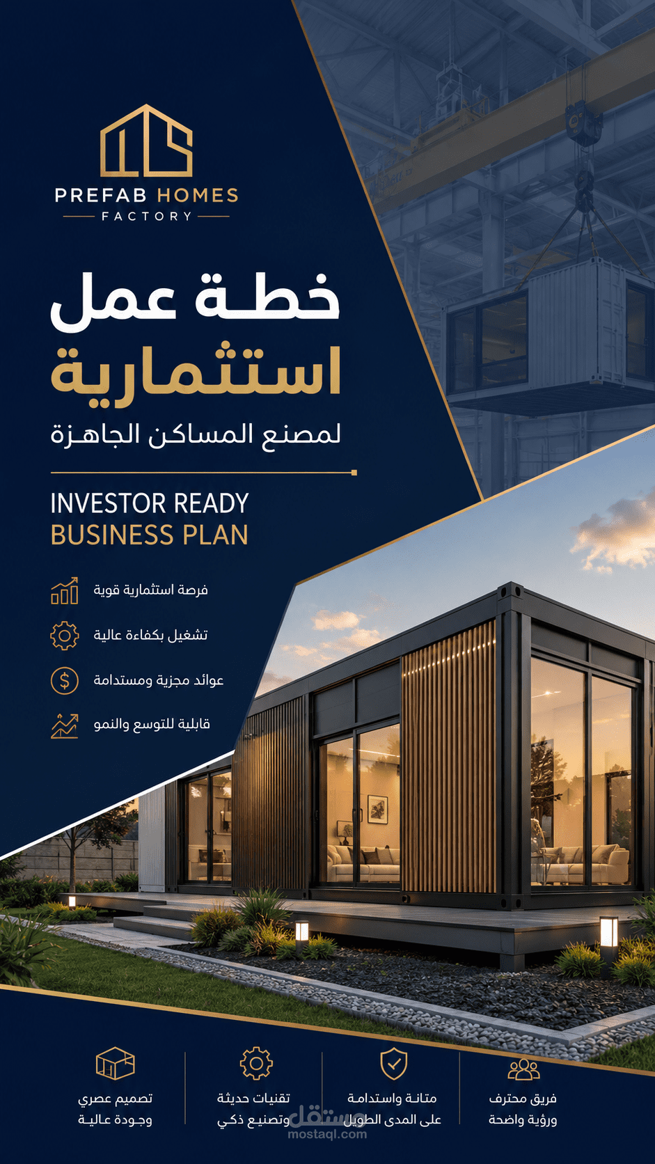 خطة عمل استثمارية احترافية لمصنع المساكن الجاهزة