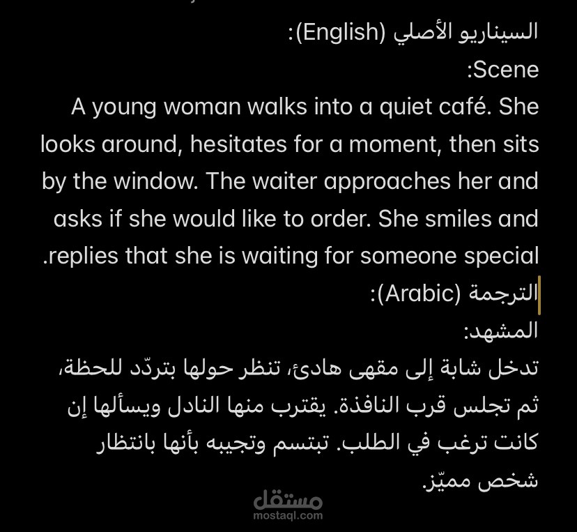 ترجمة سيناريو قصير من الإنجليزية إلى العربية