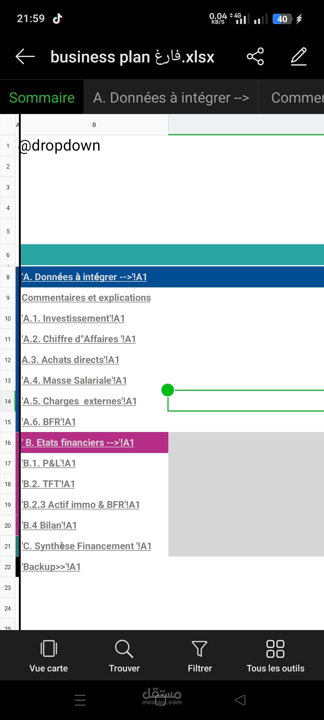مخطط الاعمال التجاري