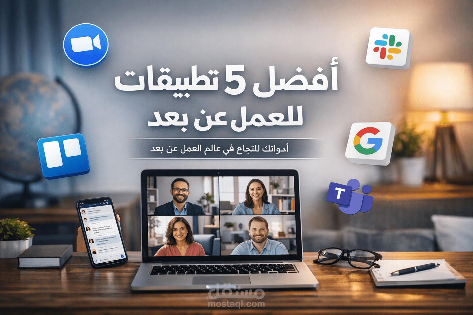 مقال تدريبي: أفضل 5 تطبيقات للعمل عن بعد