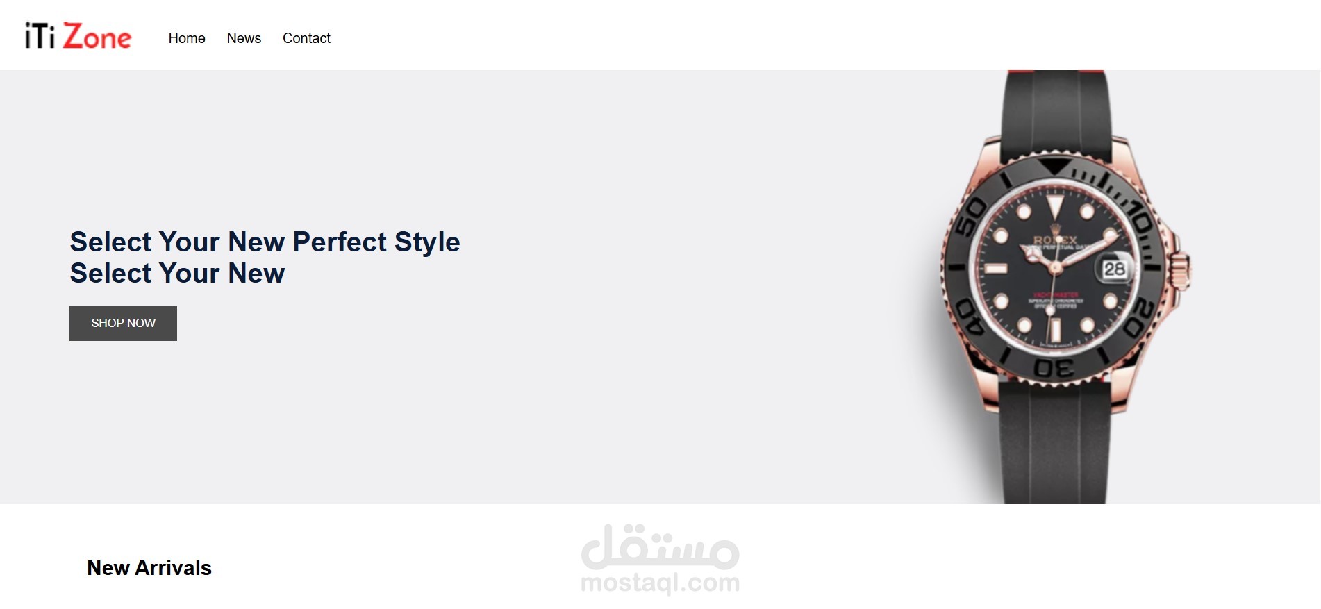 Designing an e-commerce website interface for displaying watches