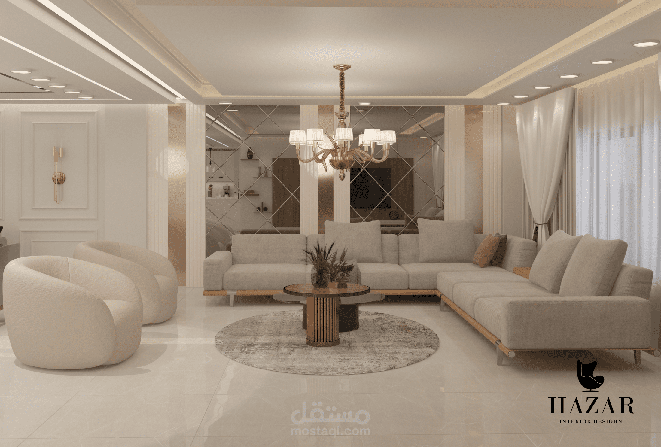 غرفة معيشة بتصميم عصري