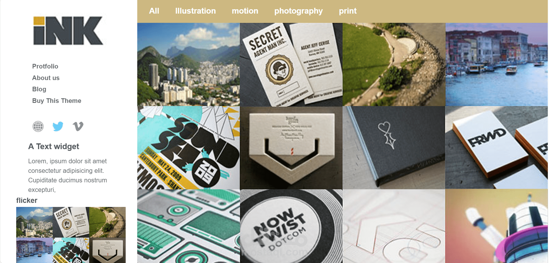 تصميم وتكويد موقع معرض أعمال (Portfolio) بنظام Grid Layout