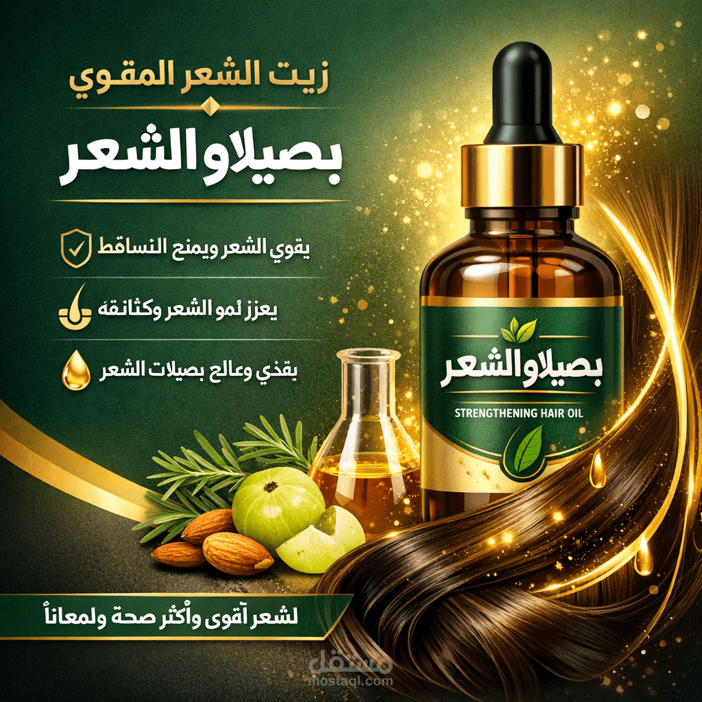 تصميم اعلان لزيت الشعر