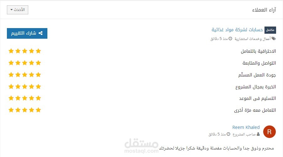 إعادة تنظيم وضبط حسابات عام كامل لشركة مواد غذائية