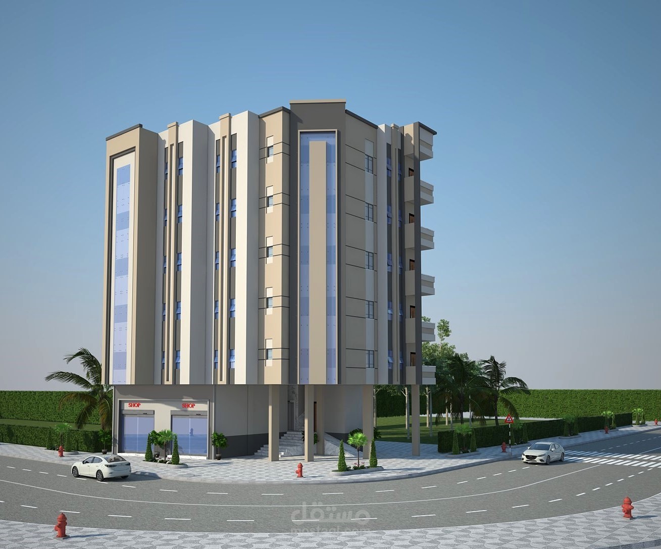 تصميم متكامل لعمارة ٦ أدوار