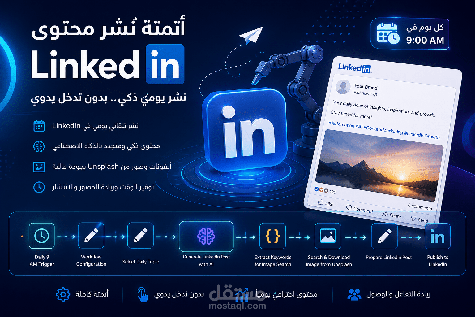 أتمتة النشر اليومي على LinkedIn باستخدام الذكاء الاصطناعي وn8n