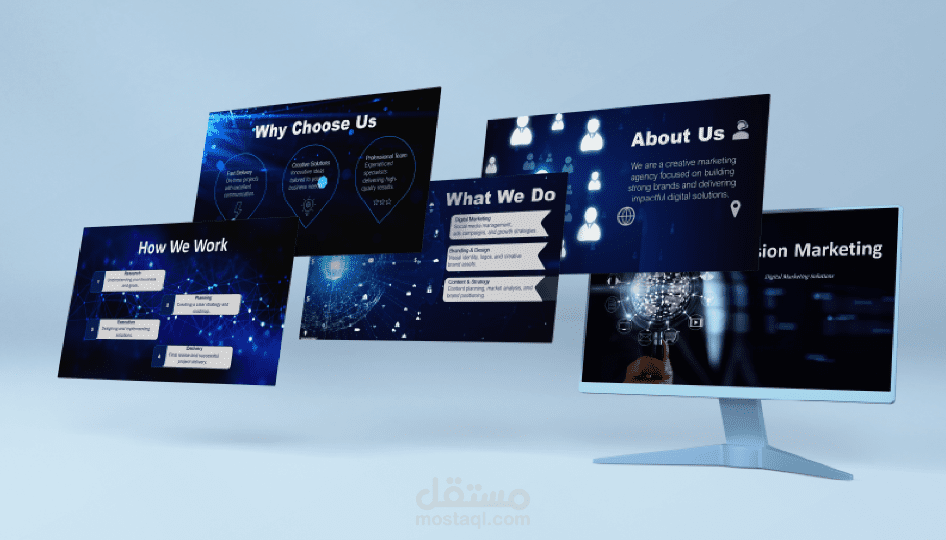 تصميم عرض تقديمي احترافي متكامل لشركة Vision Marketing