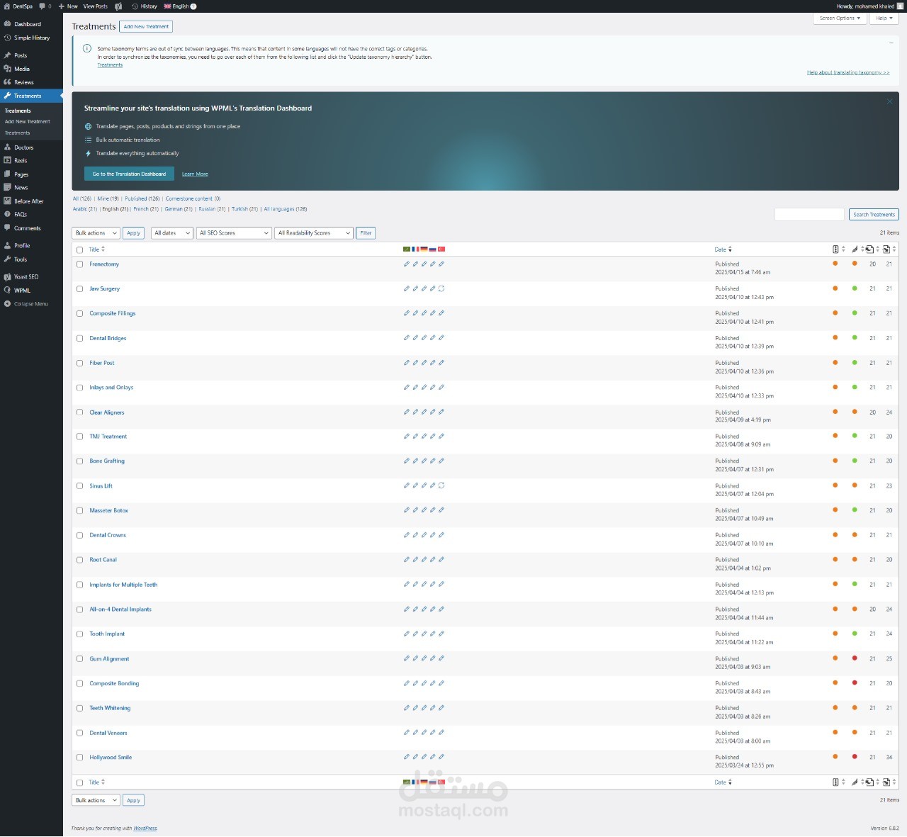 Manage all content for dental clinic and SEO optimization
