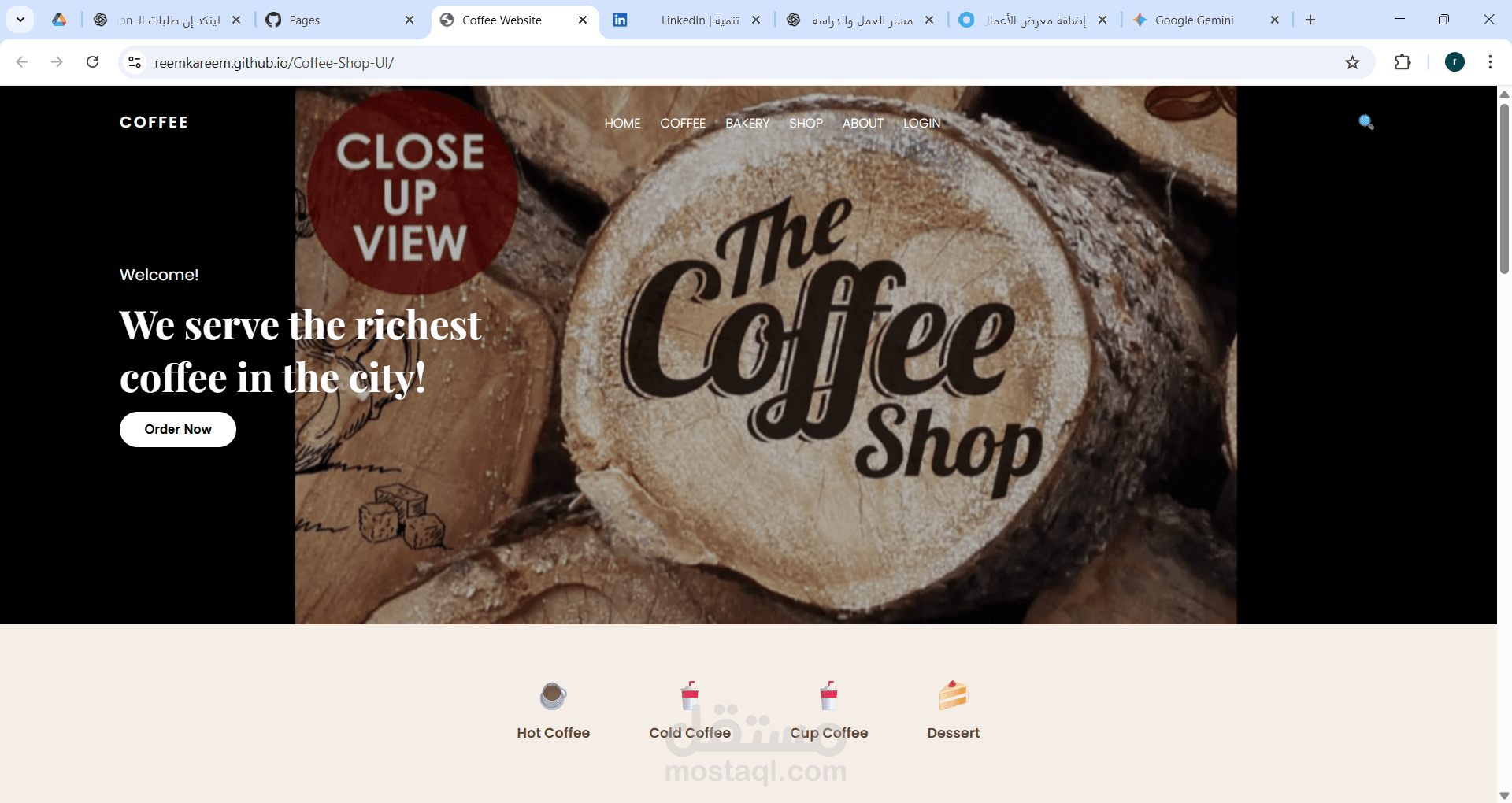 Responsive Coffee Shop UI Design