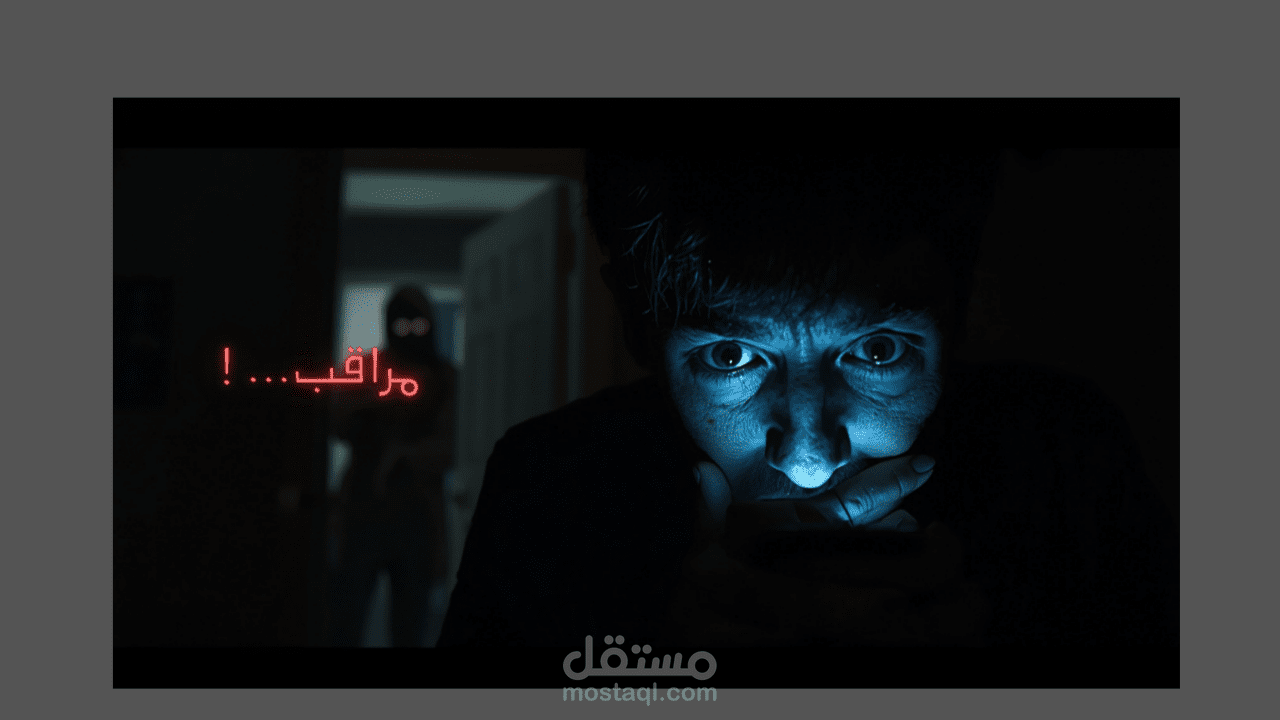 دمج صوري (Photo Manipulation) لبوستر سينمائي بطابع الرعب النفسي.