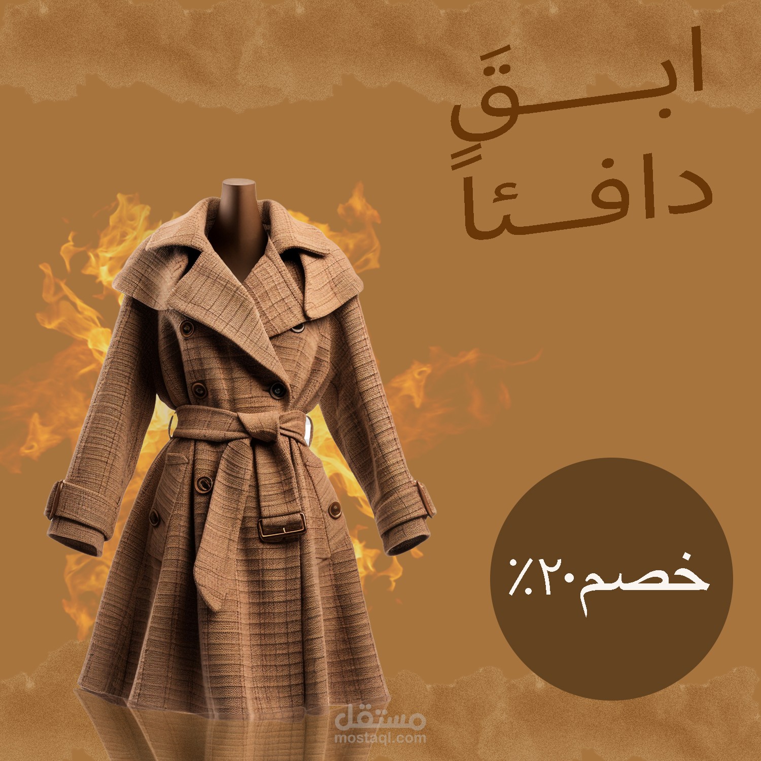 تصميم إعلان خصم لمنتج ملابس شتوية