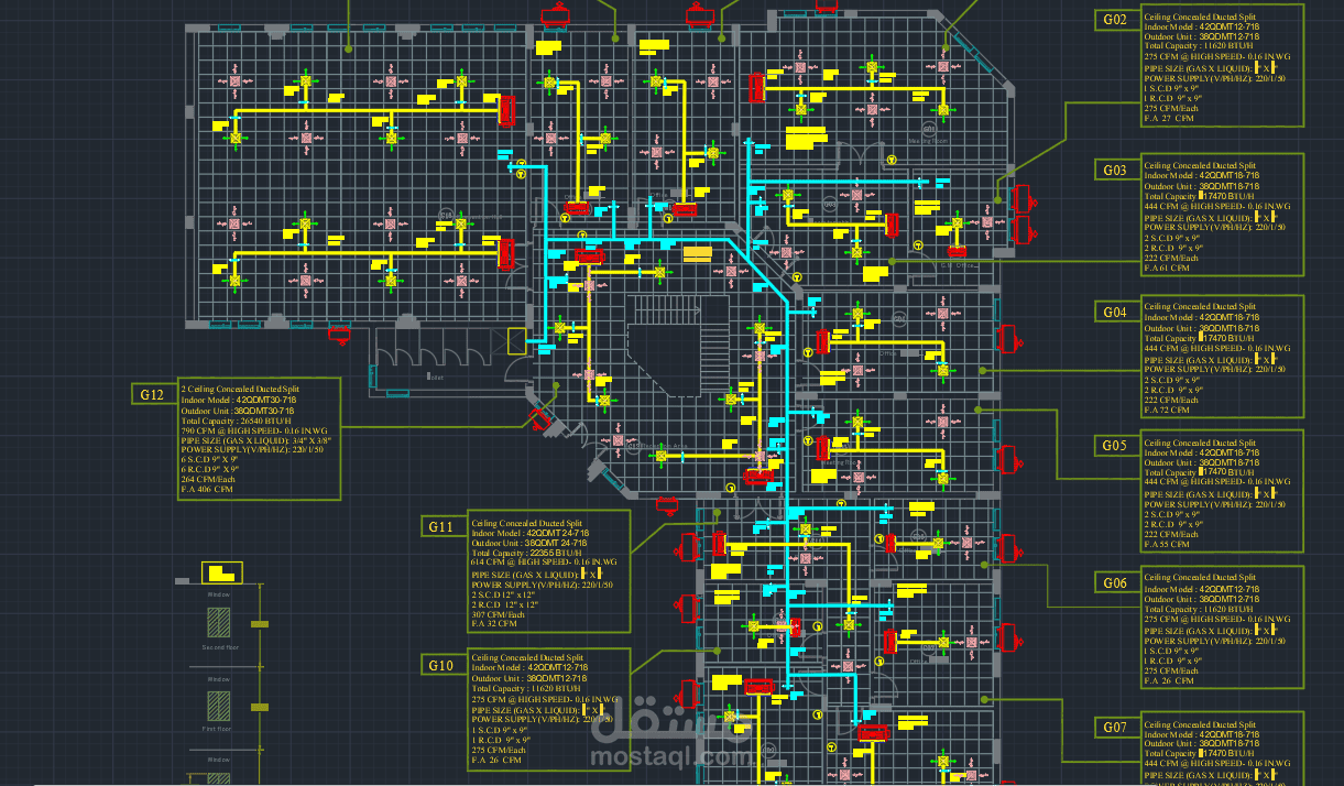 تصميم مجاري الهواء لمبني اداري بمدينة القاهره