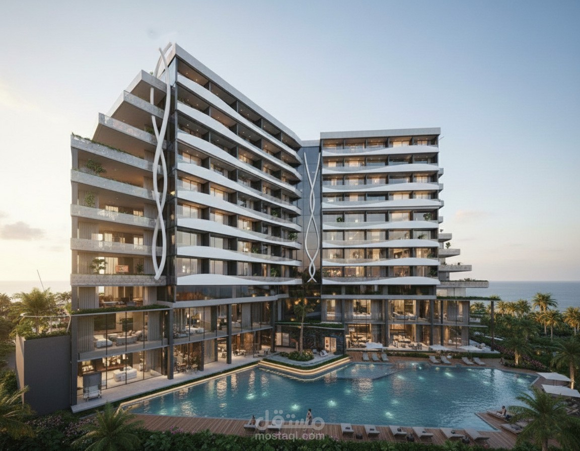 تصميم فندق على البحر