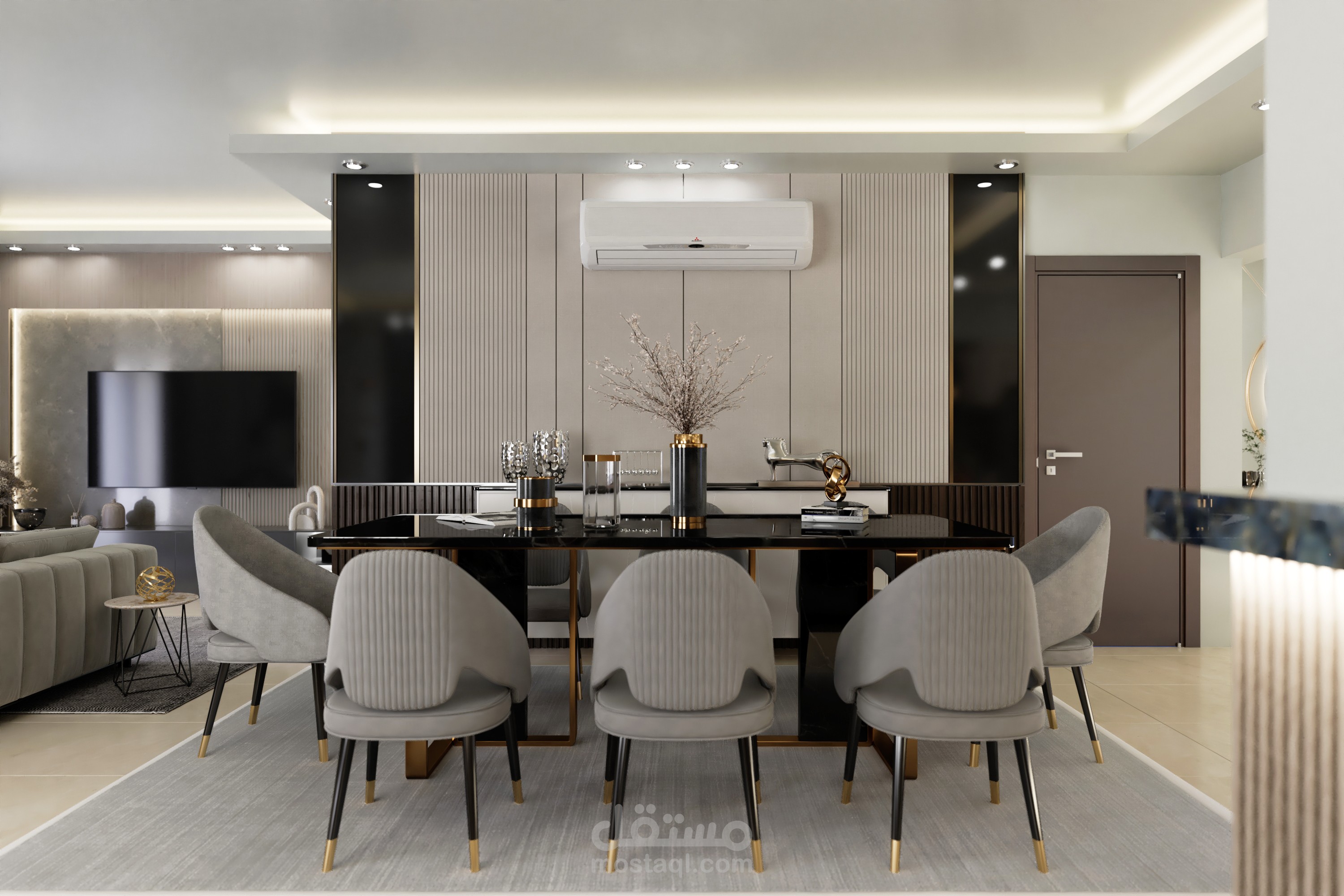 تصميم فيلا | إستقبال | معيشة | غرفة طعام