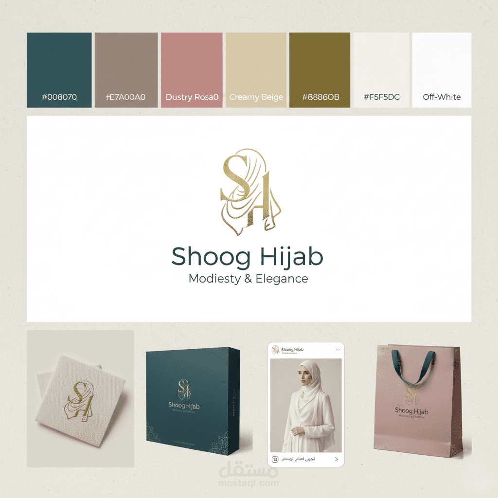 تصميم شعار وهوية بصرية لمتجر أزياء محتشمة (Shoog Hijab).