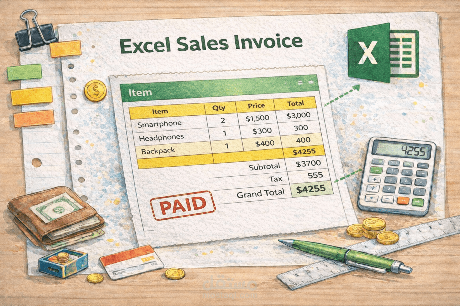 تصميم فاتورة مبيعات ذكية وتفاعلية على Excel