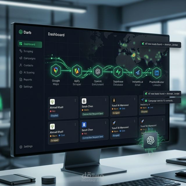 Darb — منصة أتمتة جلب العملاء المحتملين والتواصل البارد بالذكاء الاصطناعي