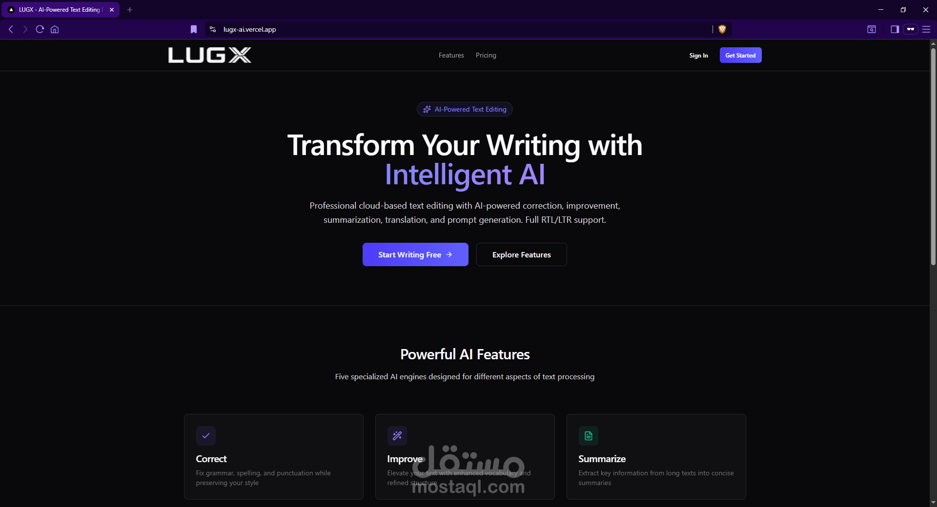 منصة LUGX: نظام تحرير سحابي متكامل (SaaS) مدعوم بالذكاء الاصطناعي
