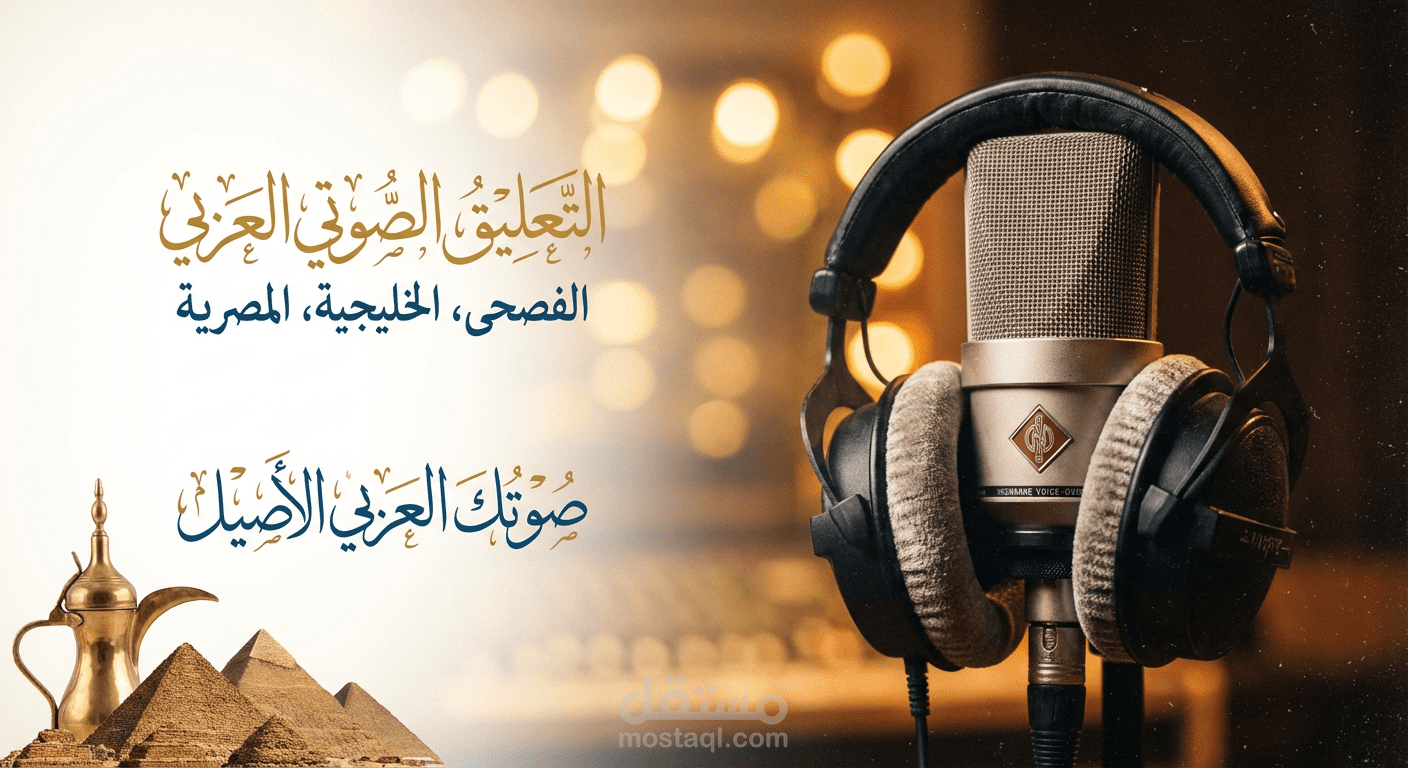 معلق صوتي احترافي فصحى-لهجه خليجيه-عاميه مصريه