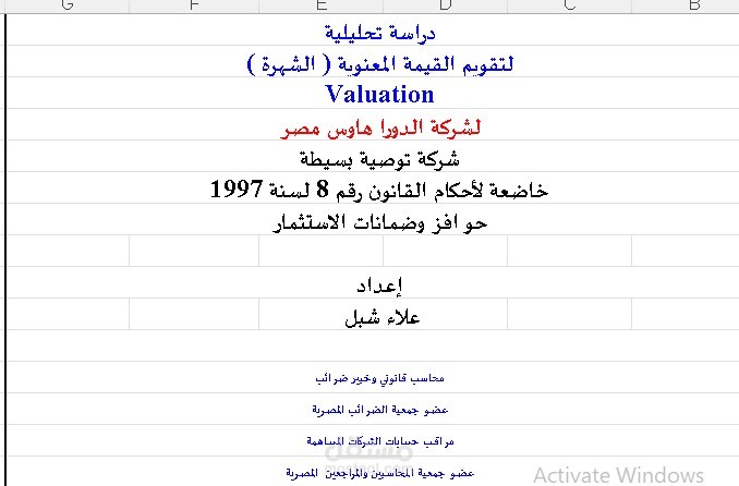 دراسة تحليلية لتقييم القيمة المعنوية ( الشهرة )