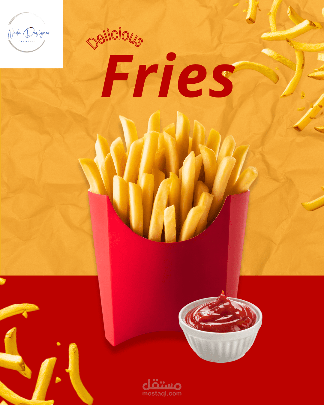 تصميم اعلان سوشيال ميديا احترافي لبطاطس كريسبي لزيادة التفاعل والمبيعات