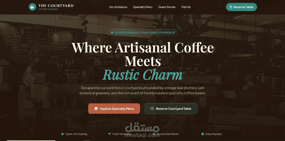 تصميم وتطوير صفحة هبوط (Landing Page) احترافية ومتجاوبة للكافيهات والمطاعم