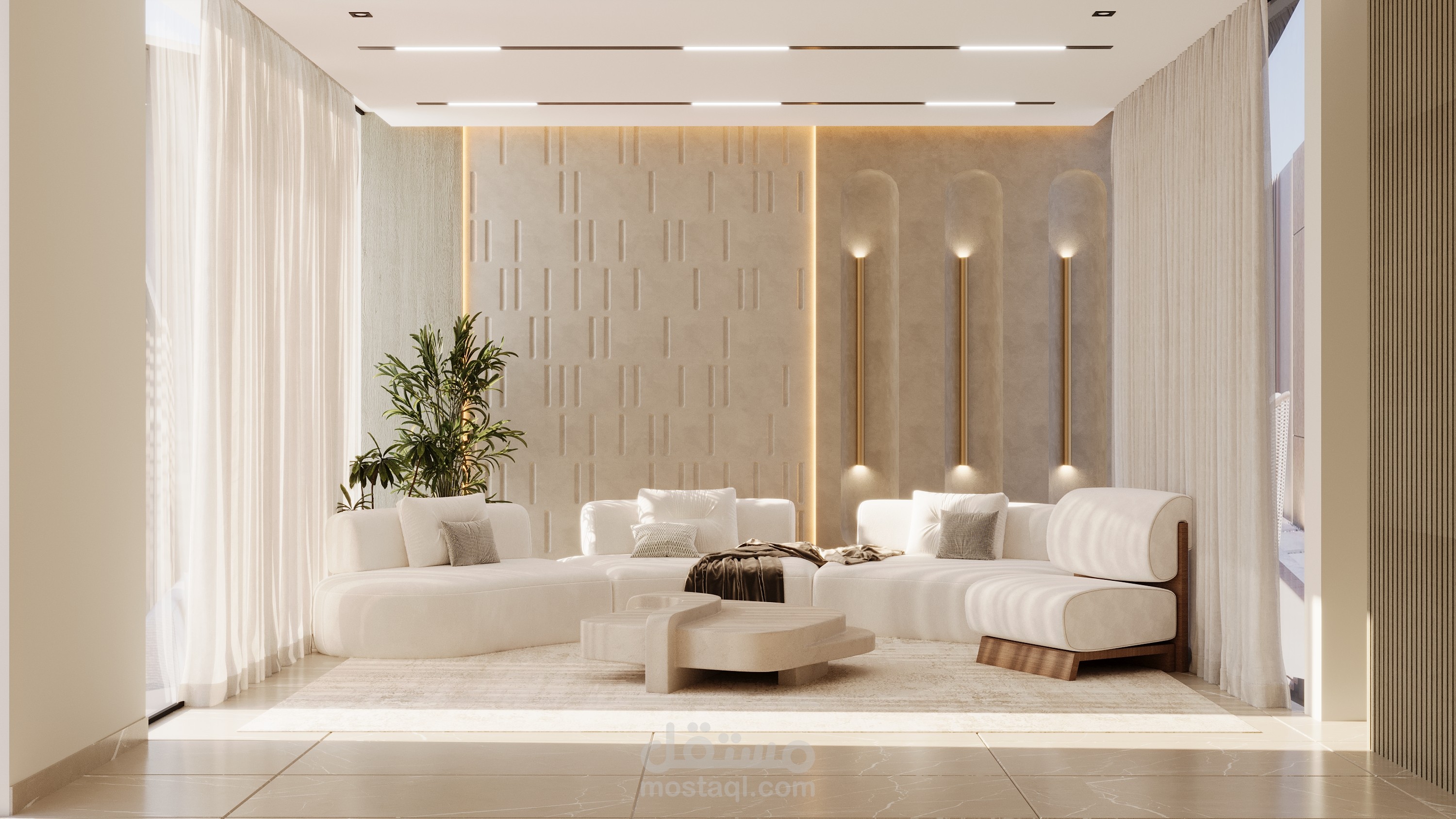 Living room and Kitchen - Town house - Saudi Arabia