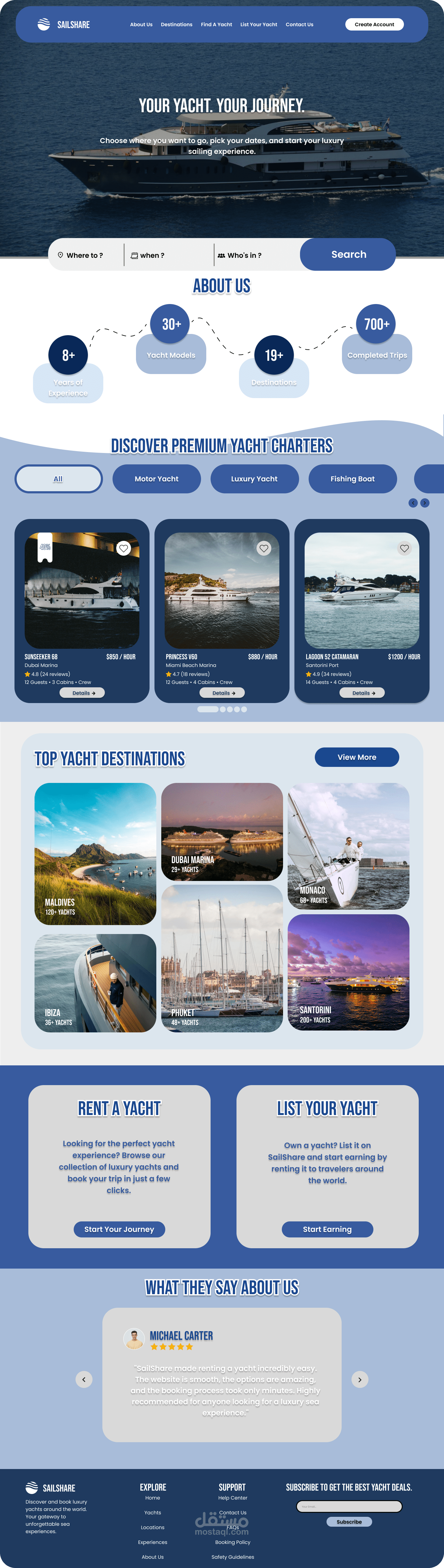 تصميم Landing Page لموقع تأجير – UI/UX Design